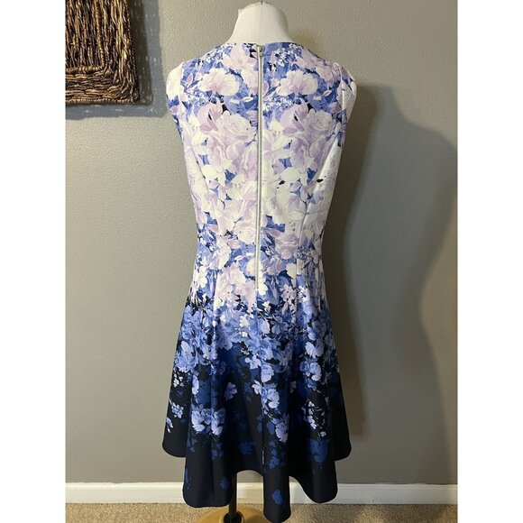 Gabby Skye Dress 18W Blue Purple White Scuba A Line Stretch Washable NEW - Picture 9 of 14
